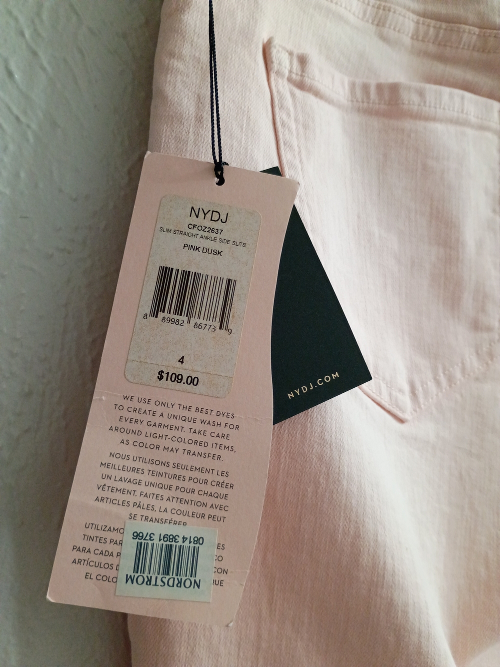 NYDJ Women's Straight Leg Jeans in Light Blush - Picture 2 of 4